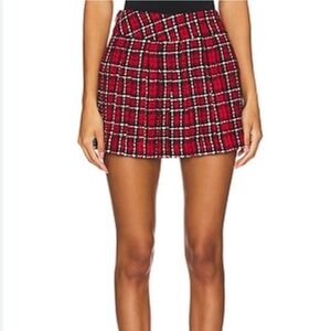 Alice & Olivia mera red plaid mini skirt size 2